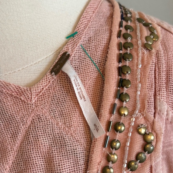 Free People Embroidered Salmon Sleeveless Top - Picture 4 of 4